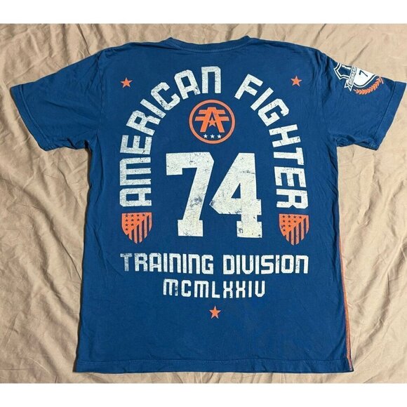 American Fighter Men's Large Graphic T-shirt Training Division Blue Orange - Picture 6 of 8